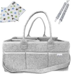 BABY NAPPY CADDY ORGANISER WITH 2 BABY BIBS & PACIFIER CLIPS - 1650 PCS - RRP 7.99
