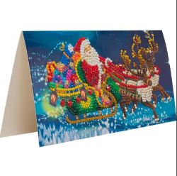 300 X BRAND NEW SANTA'S SLEIGH, 11X22CM CRYSTAL ART CARD