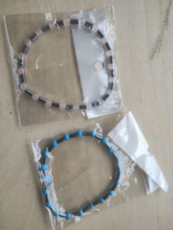 MIXED SKINNY HEMATITE GEMSTONE BRACELETS - NEW IN ORIGINAL PACKAGING - JOBLOT OF 2