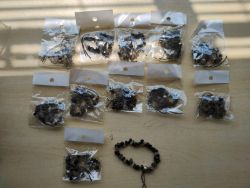 BLACK RUTILE QUARTZ SILVER BALL BRACELET CRYSTAL GEMSTONE BRACELETS -ORIGINAL PACK - JOBLOT OF 12