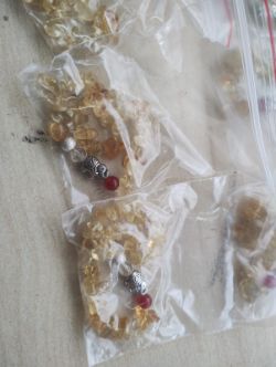 CITRINE+ AMETHYST CHIP STONE ELEPHANT BRACELET - NEW IN ORIGINAL PACKAGING - JOBLOT OF 12