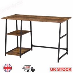 HOMCOM WRITING DESK WORKING STATION HOME OFFICE TABLE WITH 2 SHELVES STEEL FRAME NEW BOX