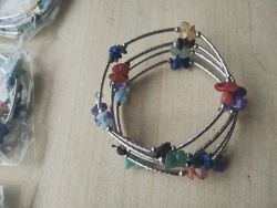 CHAKRA GEMSTONE CRYSTAL WRAP AROUND BANGLES SS - NEW IN ORIGINAL PACKAGING - JOBLOT OF 21 -