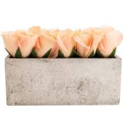 150 X BRAND NEW 11CM HIGH LIGHT PINK ROSES IN GREY PAPER MACHE POT