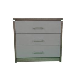 HIGH GLOSS GREY AND RUSTIC OAK CHEST OF DRAWERS