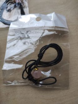 ROSE QUARTZ BALL COTTON ADJUSTABLE BRACELETS - NEW IN ORIGINAL PACKAGING - JOBLOT OF 49