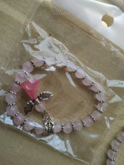 ROSE QUARTZ - ANGELS BALL CRYSTAL BRACELETS - NEW IN ORIGINAL PACKAGING - JOBLOT OF 12