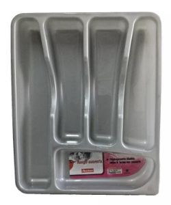 X30 AUCHAN LARGE GRAY KITCHEN DRAWER CUTLERY ORGANISER STORAGE 5 COMPARTMENTS