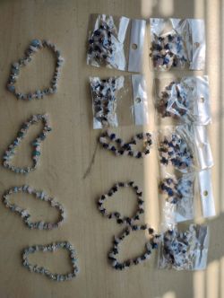 LAPIS ROSE QUARTZ + BERIL BRACELET CRYSTAL GEMSTONE BRACELETS - 0RIGINAL PACKAGING - JOBLOT OF 14