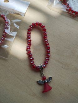 RED, BLUE AND CLEAR - ANGELS BALL CRYSTAL BRACELETS - NEW IN ORIGINAL PACKAGING - JOBLOT OF 24