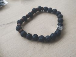 LAVA + OM WITH WOOD - BEADED GEMSTONE CRYSTAL BRACELET - NEW IN ORIGINAL PACKAGING - JOBLOT OF 7
