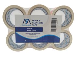 FRAGILE PARCEL TAPE STRONG PACKING CARTON SEALING TAPE 48MM X 66M FRAGILE TAPE BOX OF 36 ROLLS