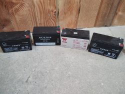 MIXED BRANDED - 12V -7AH - VALVE REGULATED - LEAD ACID BATTERIES - JOBLOT OF 4 - USED