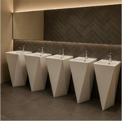 5 X FLOOR STANDING SQUARE BASIN 500 MM DESIGNER WASHROOM BASIN HAND PEDESTAL BASIN
