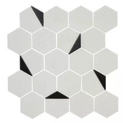 MOSAIC TILE SHEET DELICATO WHITE GLOSS NATURAL STONE - 332 X 306 MM - 5 SHEETS
