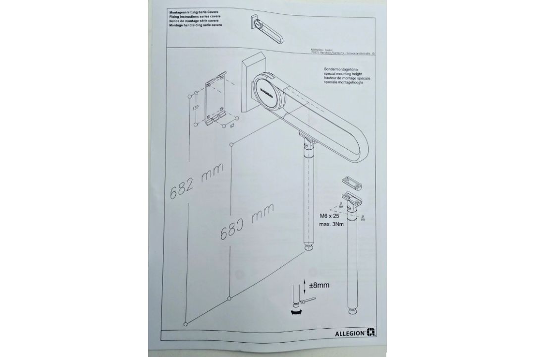 10 X CAVERE CARE LIFT-UP SUPPORT GRAB RAIL 700 MM NORMBAU ALLEGION WHITE DISABLED - Image 3 of 5