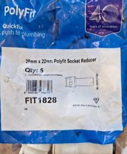 13 X POLYPIPE 28MM X 22MM SOCKET REDUCERS POLYFIT FIT1828 PUSH FIT - PACK OF 5