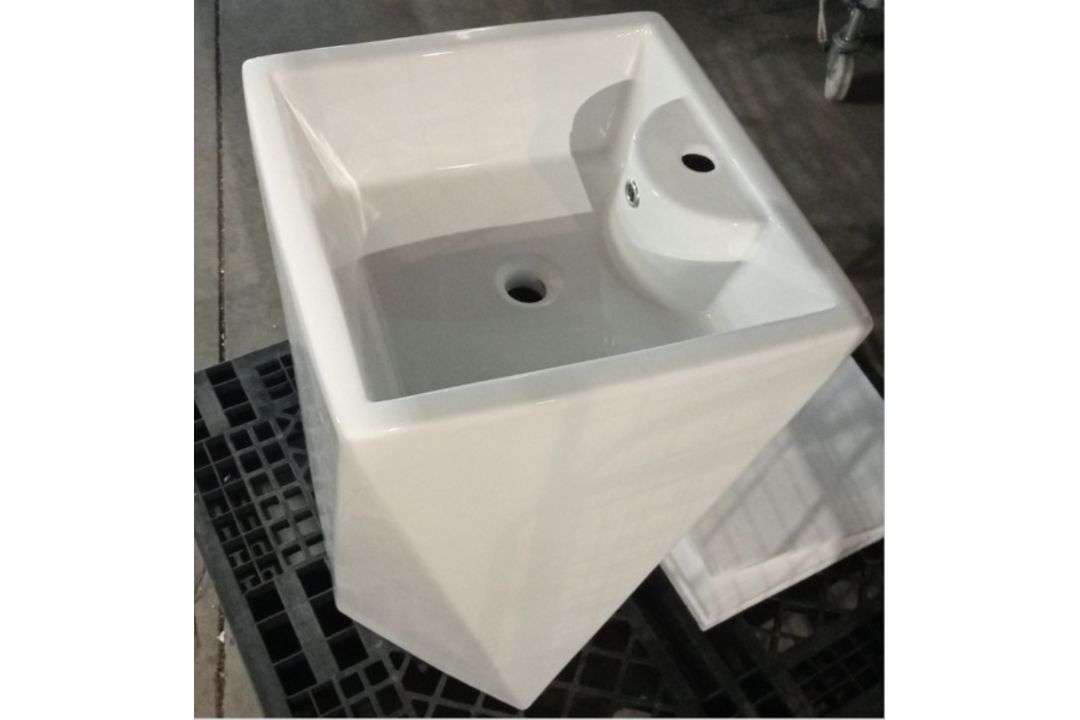 5 X FLOOR STANDING SQUARE BASIN 500 MM DESIGNER WASHROOM BASIN HAND PEDESTAL BASIN - Image 6 of 7