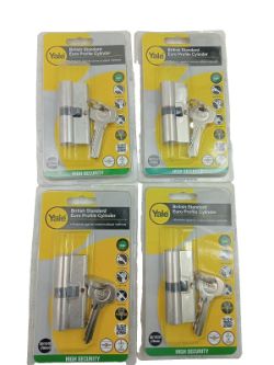 YALE BRITISH STANDARD EURO CYLINDER HIGH SECURITY 70MM PKMT3030-PB X 4 JOBLOT