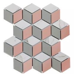 MOSAIC TILE SHEETS PORCELAIN MOSAICS 309 X 330 MM HEXIA BLUSH MILLENIAL PINK - 4 SHEETS