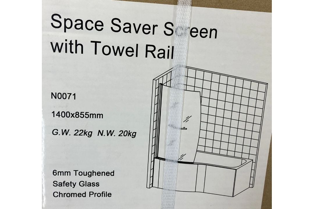 BATH SCREEN SHOWER OVER BATH TOWEL RAIL CHROME SMALL BATHROOM GLASS 1400 X 855 MM - Image 3 of 5