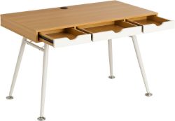 10 X DESK OFFICE COMPUTER PC GAMING OAK AND WHITE RETRO COLEY 115 X 55 X 76 CM