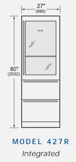 SUB ZERO WINE COOLER FRIDGE WINE STORAGE MODEL 427R WITH 2 REFRIGERATED DRAWERS