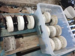 JOBLOT OF 12 - FIXED POSITION 150MM CASTOR WHEELS ON BRACKET'S WITH BEARINGS - USED LIGHTLY LIKE NEW