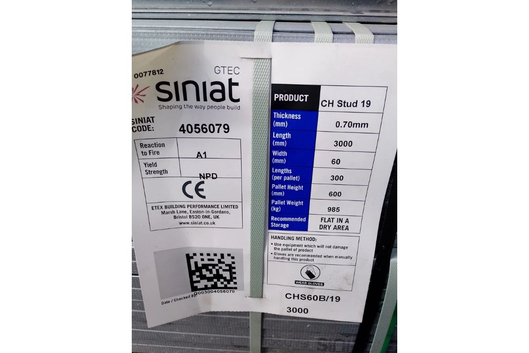 50 UNITS - SINIAT GTEC CH STUD 0.7MM X 60MM X 3000MM CHS60/B/19 - Image 2 of 4