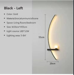 3X MODERN LED GOLD/BLACK WALL SCONCES, LEFT/RIGHT, NEW.