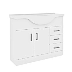 BATHROOM VANITY UNIT NO SINK CLASSIC HIGH GLOSS WHITE MODERN DRAWERS DOOR 1050MM