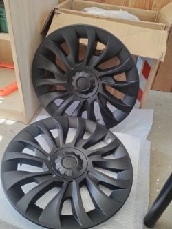 4X TESLA MODEL 3/Y 500MM MATTE BLACK HUBCAPS, NEW.
