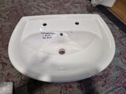 JOBLOT OF 20 X SEMI RECESSED WASH BASIN 2 TAP SIZE - 550 X 405 ON 1 PALLET