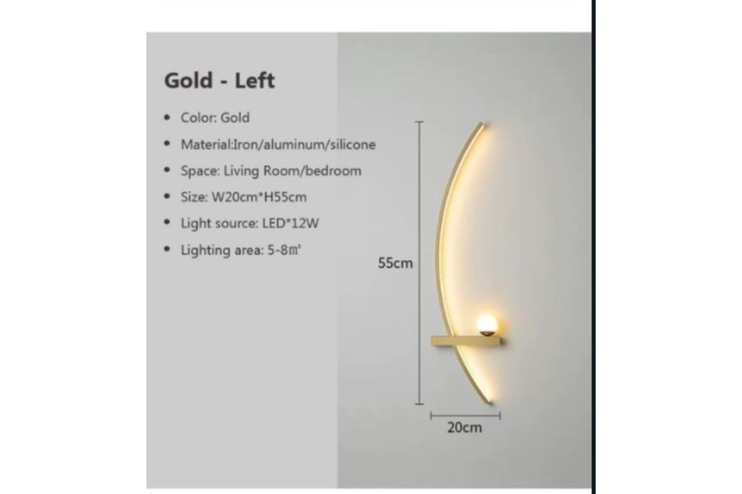 MODERN LED GOLD WALL SCONCES, LEFT& RIGHT SET -2PSC - JOBLOT OF 3 SETS - Image 1 of 3