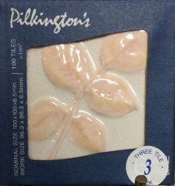 2443 BXS - 3 TILES/BOX (ONE PALLET) PILKINGTONS SAND CORAL LEAVES WALL TILES 100X100X6.5MM