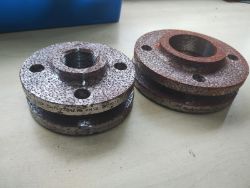JOBLOT OF 4 METAL FLANGES - 4 HOLE SCREWED CENTER ON 2 - MIXED SIZE - NEW JUST BEEN IN STORAGE