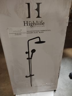 HIGHLIFE BATHROOMS SERIES 2 REAR-FED EXPOSED MATT BLACK THERMOSTATIC SHOWER