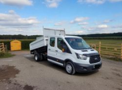 **(ONLY 82K MILEAGE)** 2018 (18 PLATE) FORD TRANSIT 350 130BHP DOUBLE CAB TIPPER>-NO VAT ON HAMMER-<