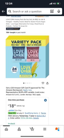 600 X BAGS LOVE CORN (SALT VINEGAR, SEA SALT, BBQ) 2026 DATED