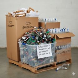 1200X UNMANIFESTED ENVELOPES + ELECTRICAL PARTS + SPRAY BOTTLES – CUSTOMER RETURNS