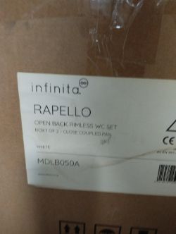 INFINITA RAPELLO TOILET PAN ONLY WHITE OPEN BACK RIM LESS PAN