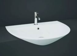 BATHROOM SINK WASH BASIN 550 MM WHITE CERAMIC COMPACT WALL HUNG MORSR5501AWHA
