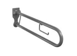 2 X DISABLED SUPPORT ARM HINGED RAIL TOILET ROLL HOLDER 850 MM GREY TWYFORD AV4910GY