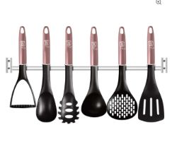 35 X NEW 7 PC KITCHEN TOOL SET WITH S-STEEL HANGER, PINK