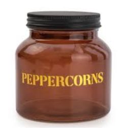 100 X NEW 11.5CM GLASS STORAGE JAR 'PEPPERCORNS' -
