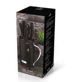 30 X NEW 7 PC KNIFE SET WITH STAINLESS STEEL STAND PURPLE