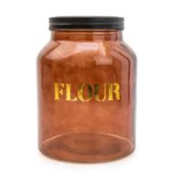 150 X NEW 21CM GLASS FLOUR JAR VINTAGE AMBER GOLD