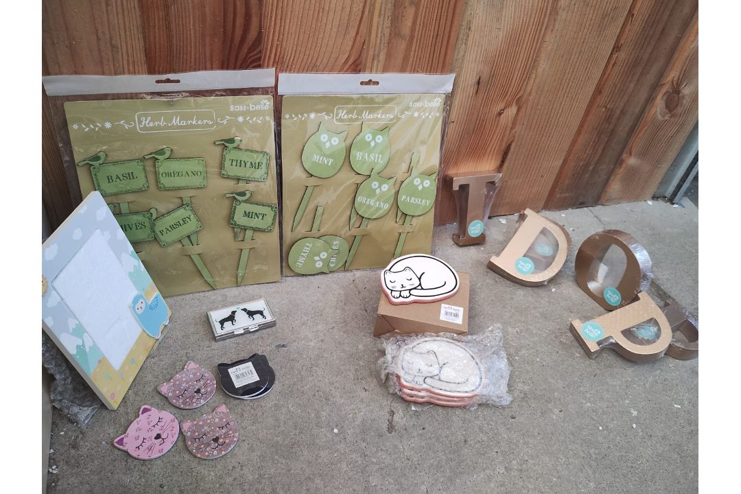 SASS & BELLE JOBLOT – MIXED ITEMS: WOODEN LETTERS, COASTERS, FRAMES, NAIL FILES – ALL BRAND NEW! - Image 1 of 5