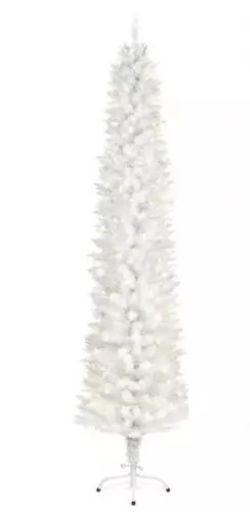PREMIER DECORATIONS 6.5FT LED PRE-LIT PENCIL CHRISTMAS TREE - WHITE NEW