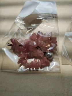 STRAWBERRY QUARTZ SILVER BALL BRACELET CRYSTAL GEMSTONE BRACELETS - ORIGINAL PACK - JOBLOT OF 31